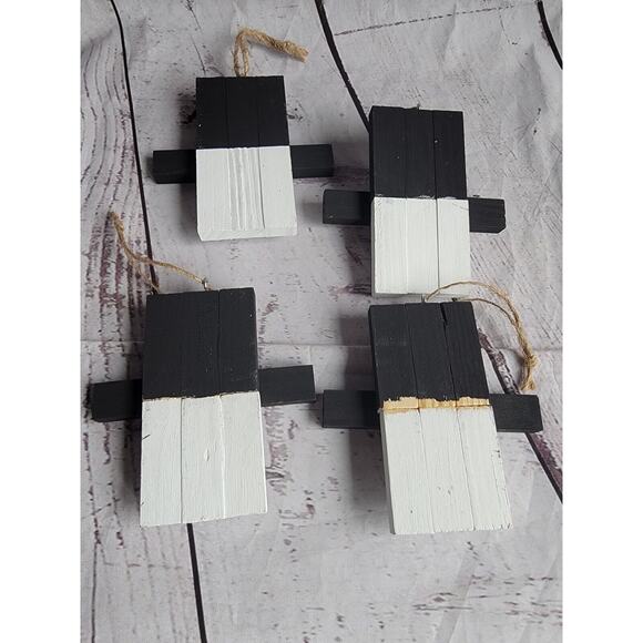 Handmade Lot 4 Wooden Handpainted Snowman Ornaments New Lot 1 - Picture 7 of 7